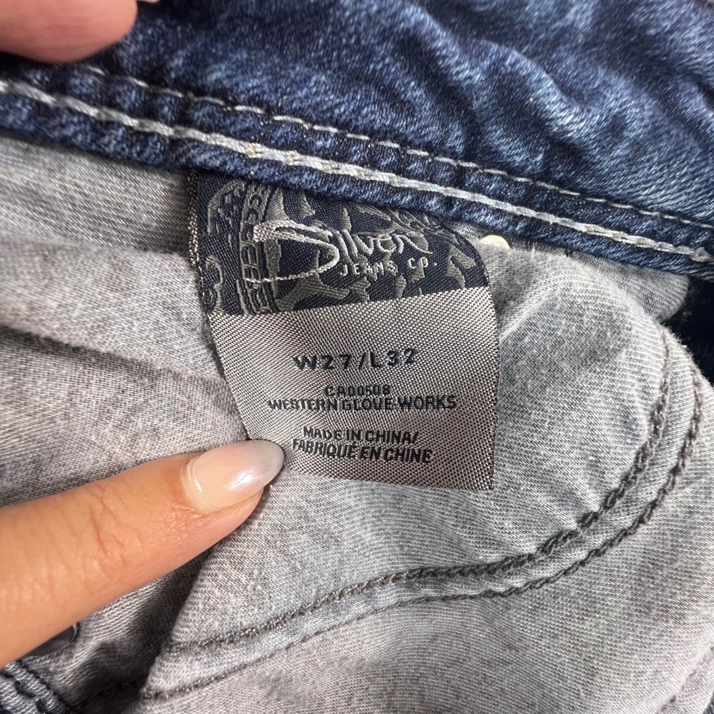 Silver Jeans Co Suki Mid Bootcut Jeans Dark Wash Contrast Stitch Blue Women 29 - Picture 9 of 10